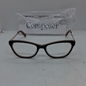 NWT Rxable Composer CPE107 Brown And Gold Eyeglass Frames
